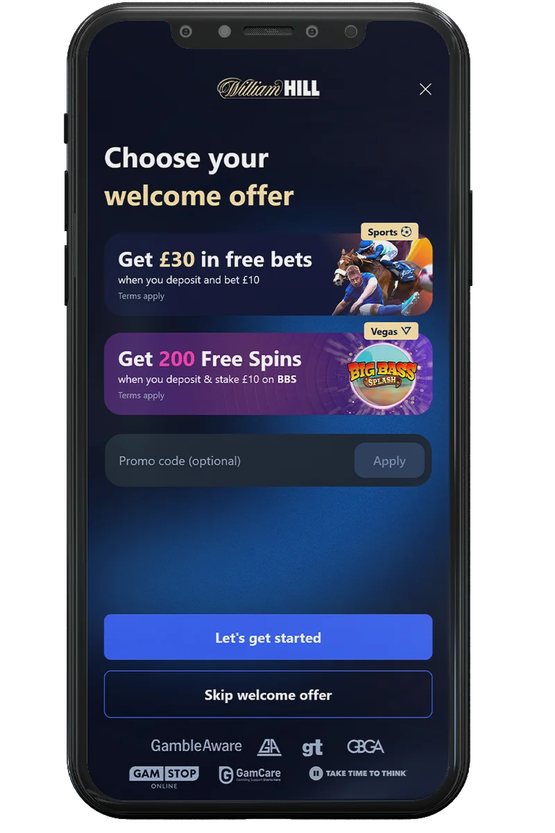 Screenshot of an online casino on a mobile phone